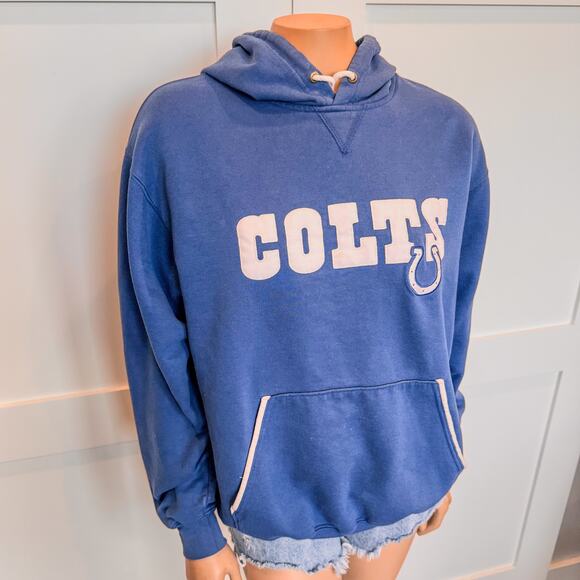 Vintage NFL Indianapolis COLTS Hoodie Sweatshirt, Blue and White, Size: Large - Picture 4 of 9